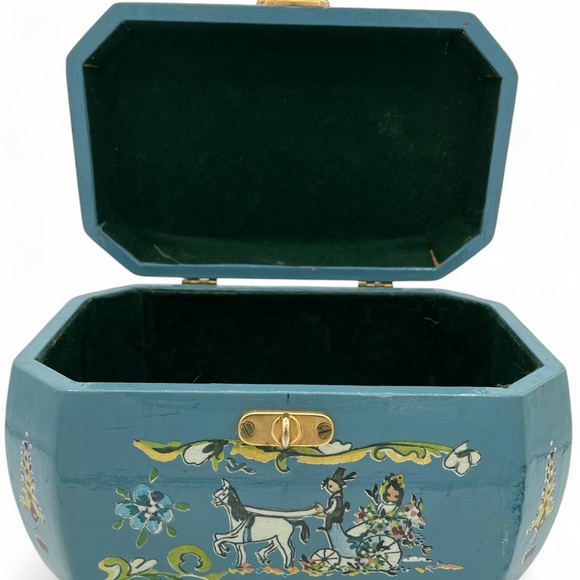 Vintage 1960's Decoupage Hand-Painted Wooden Purse - Picture 11 of 15